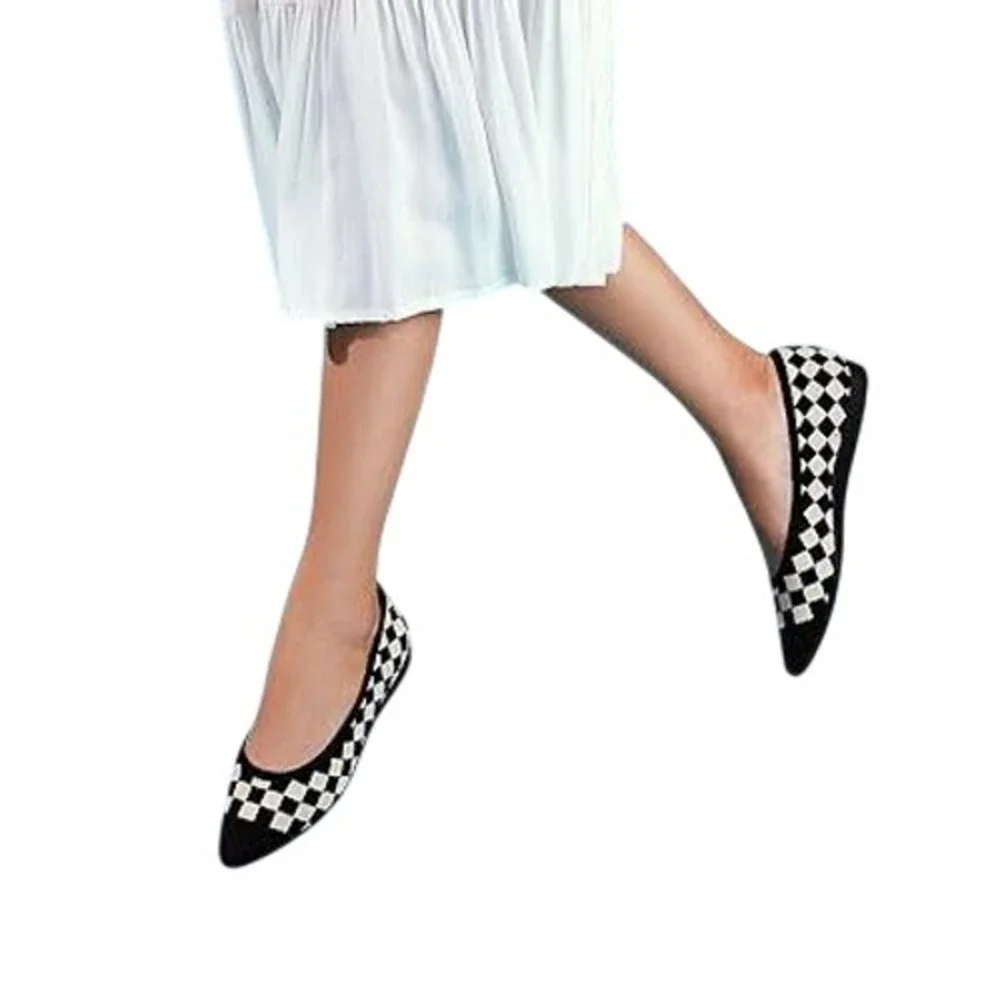 Vivaia Women's Pointed Toe Knitted Ballet Flat Slip‎ On Washable Shoe Size 10.5